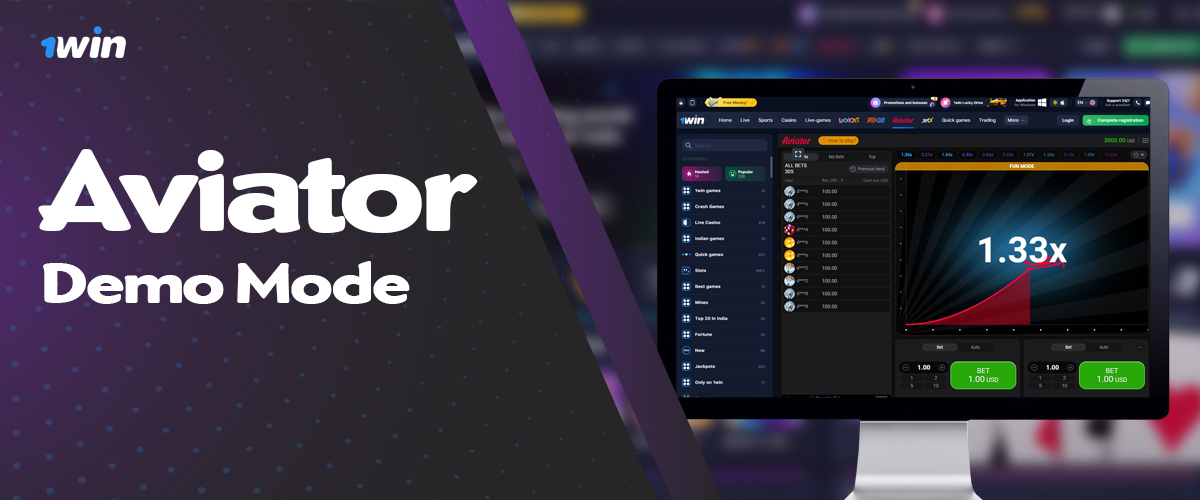 Main features of Aviator demo mode on 1Win online platform