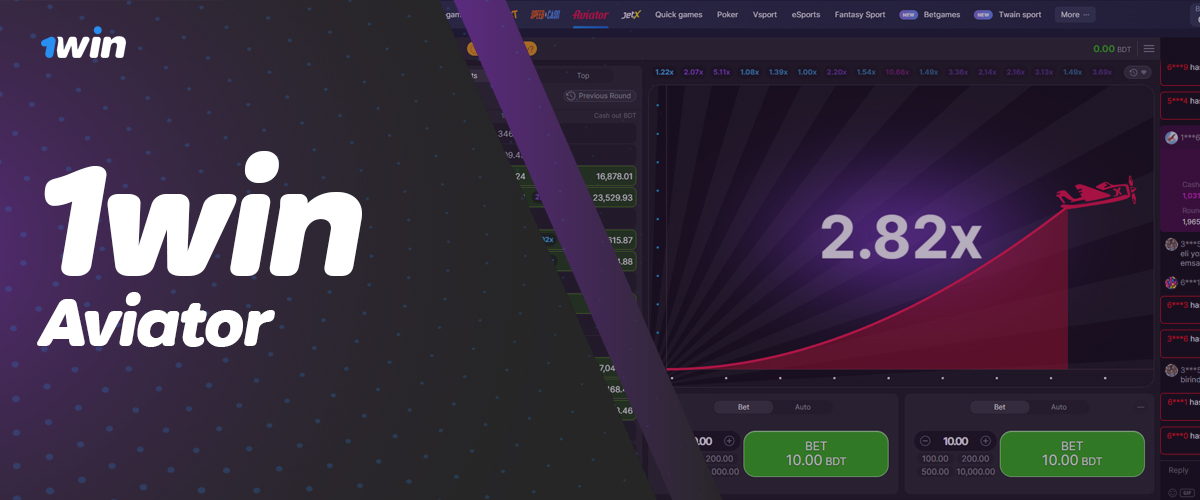 Crash game Aviator on online casino 1Win Bangladesh