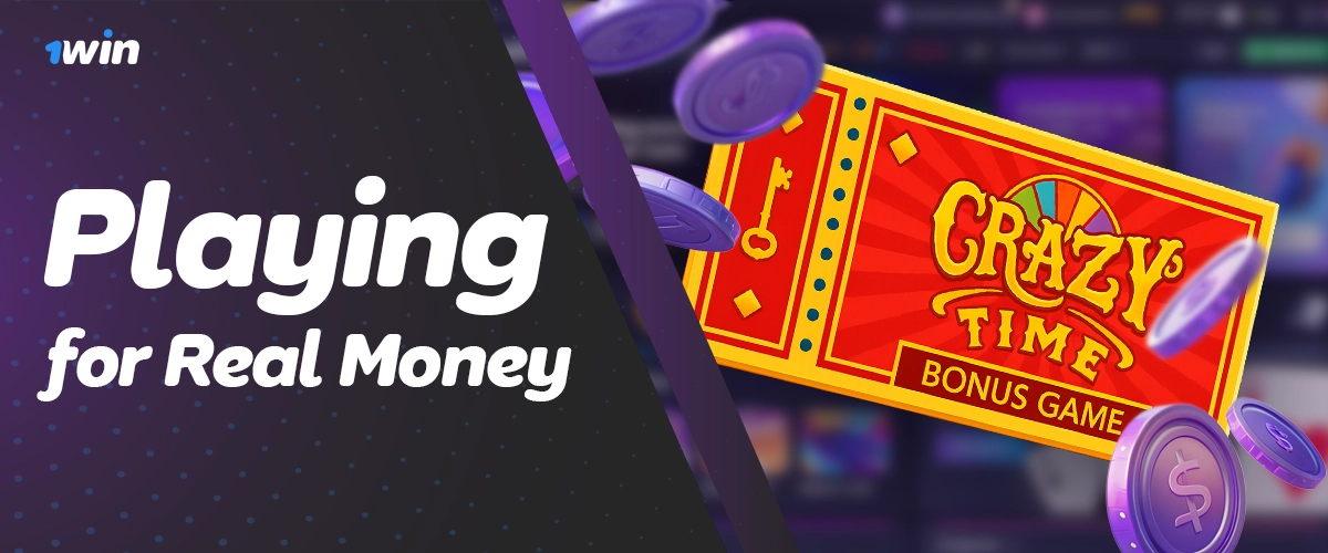 Real money Crazy Time betting on 1Win